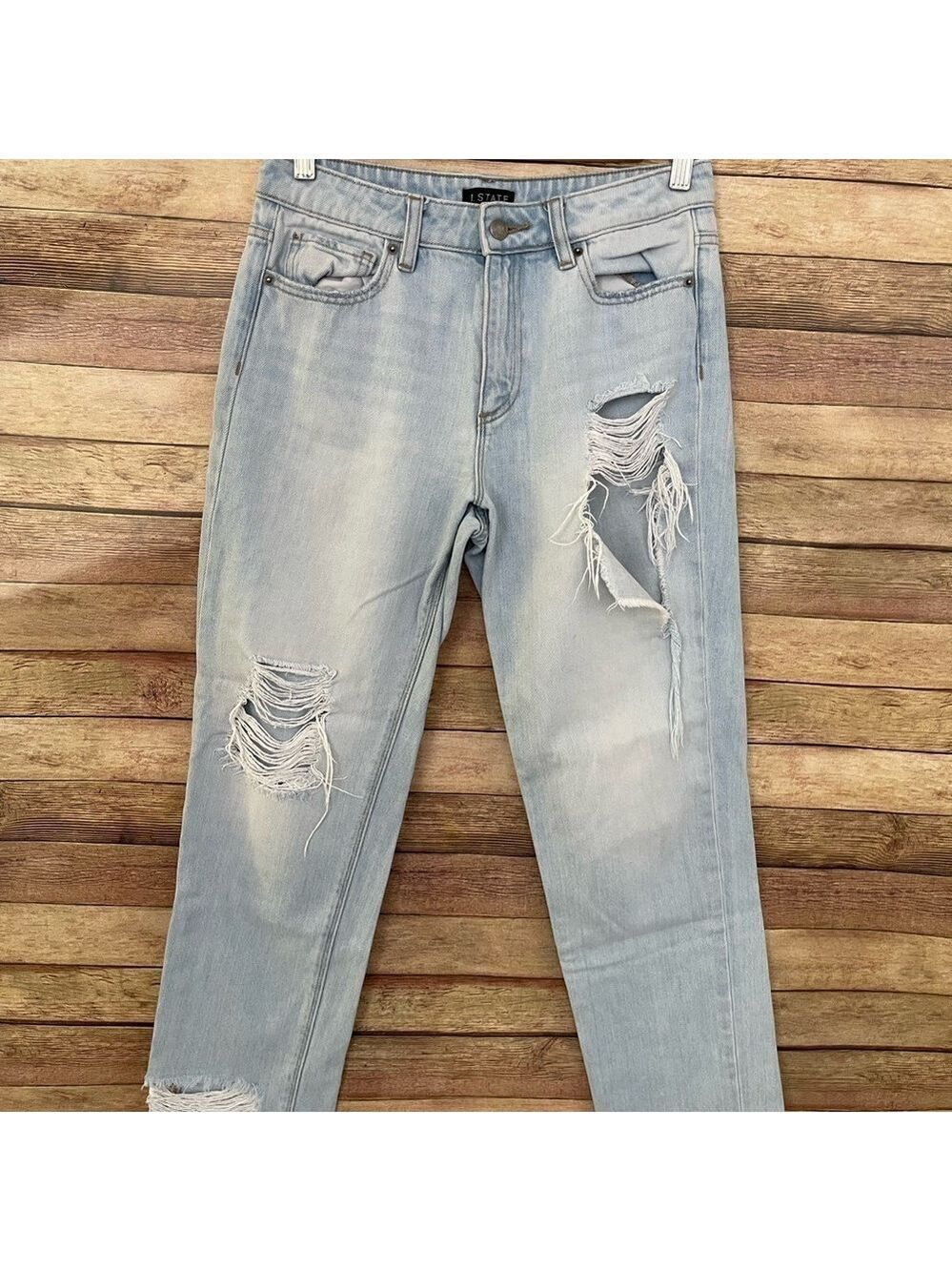 1. State Essentials Corsica Light Wash Distressed Designer Jeans Womens 27 - Picture 6 of 11